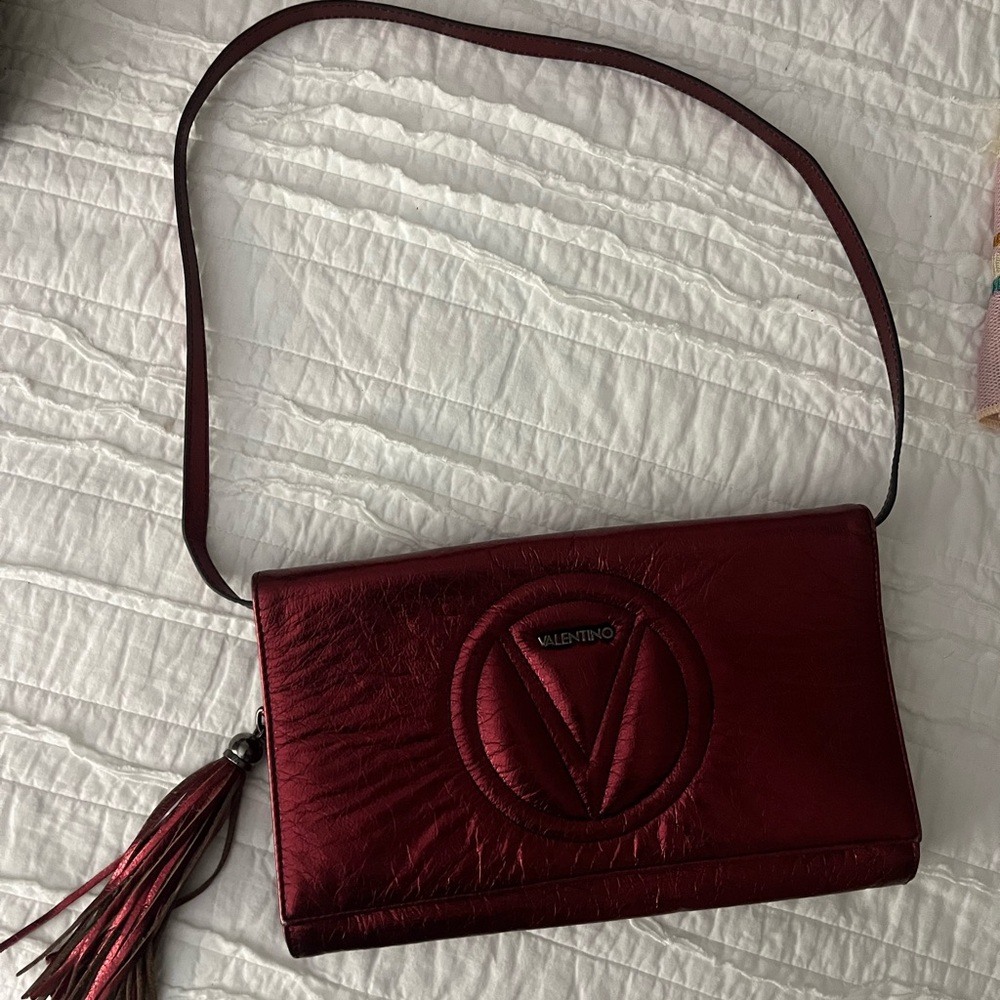 Valentino Red Clutch Luxurious Velvet Design